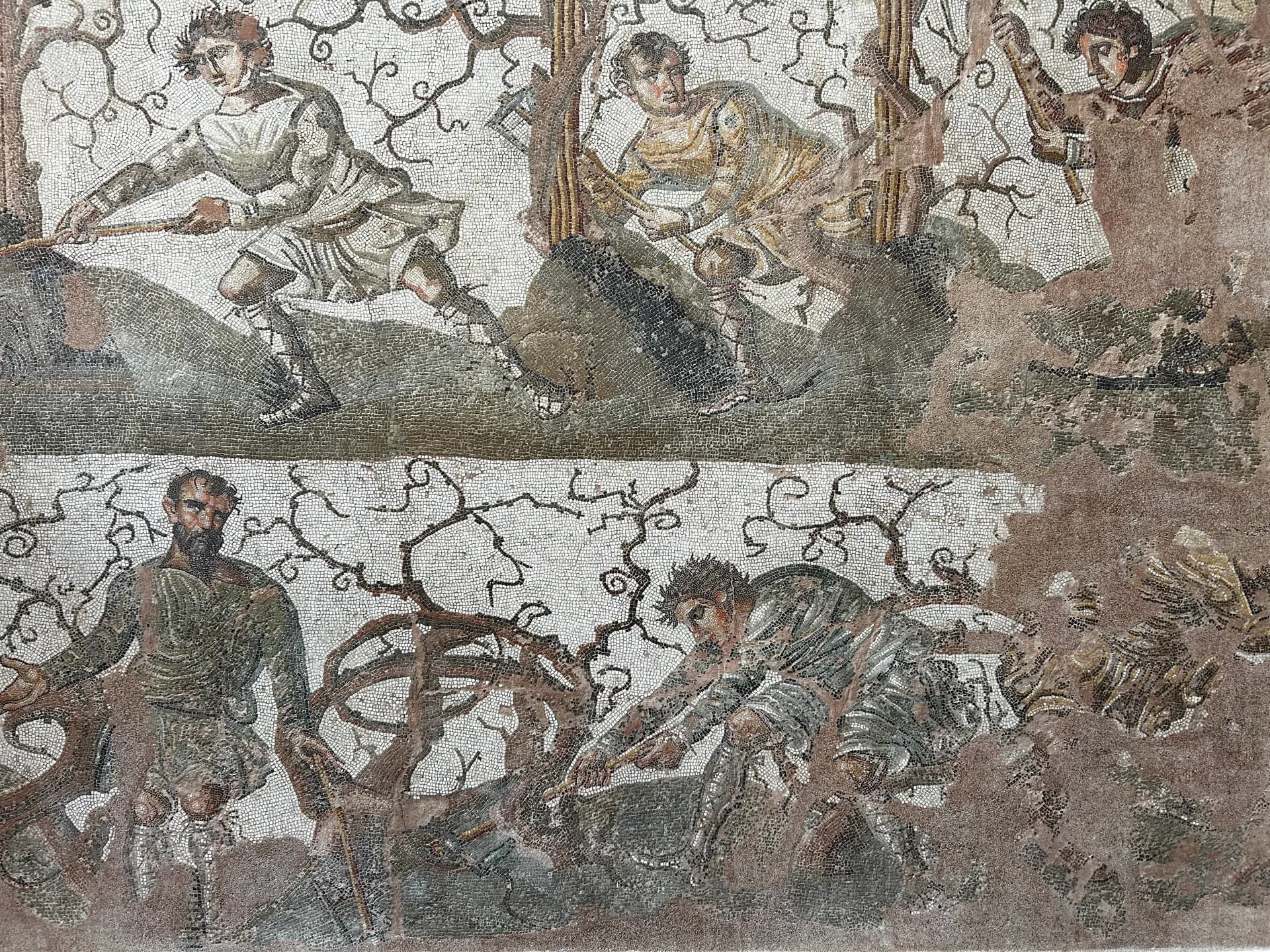 Figures et détails d’un pavement de mosaïque